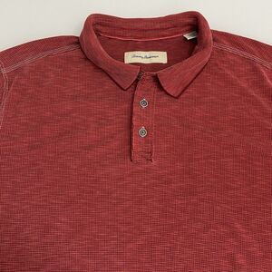 Tommy Bahama Men's Red‎ Waffle Knit Short Sleeve Size XL Grey Contrast Stich